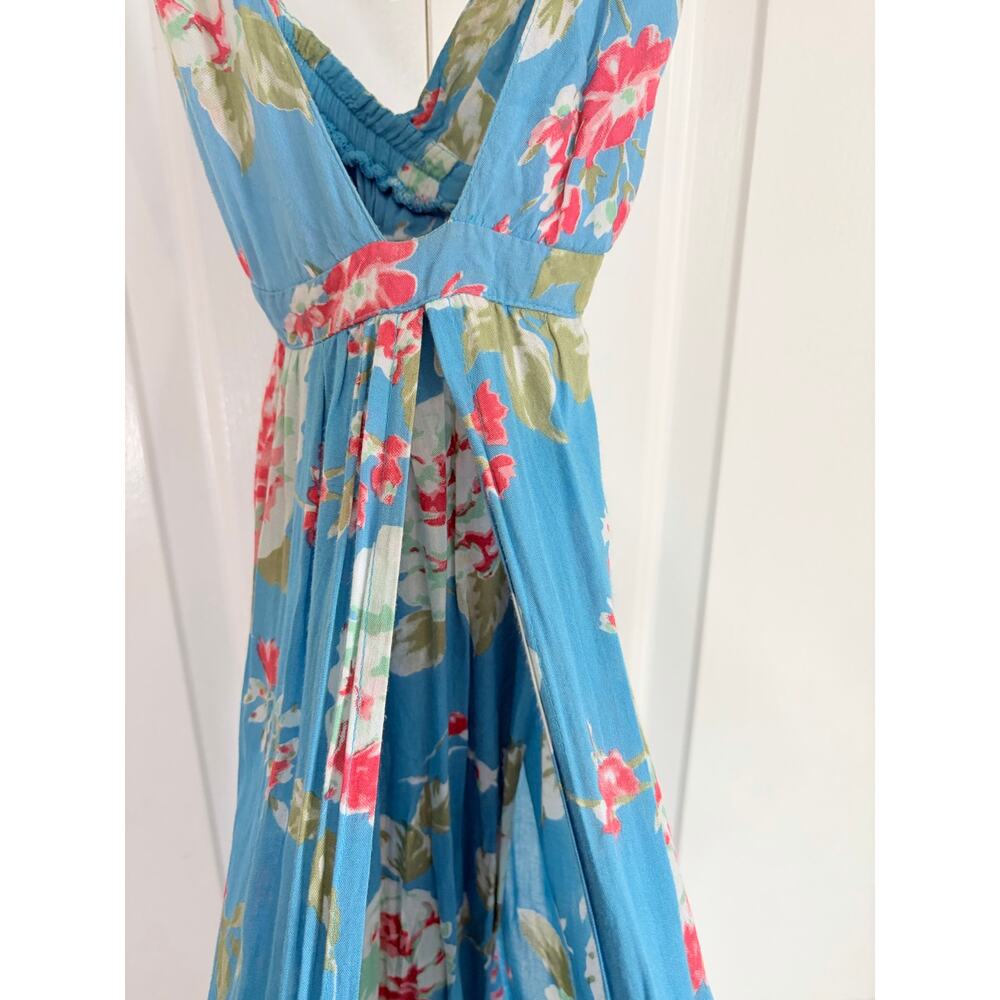 Faithfull The Brand Blue Floral Strappy Maxi Dress Women’s Size 6 100% Rayon - Picture 3 of 14